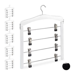 Cintre multiple lot de 6 en bois pour robes pantalons cintres multifonctions gain de place crochet 360° blanc