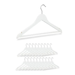 Cintre en bois set de 20 traverse-pantalon 445 cm avec encoches pour robes jupes chemises crochet 360° blanc