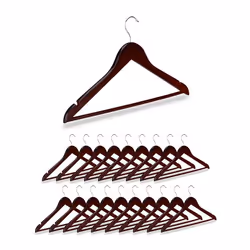 Relaxdays Cintre en bois set de 10 Traverse pantalon 445 cm Encoche robe jupe chemise Crochet pivotant 360°