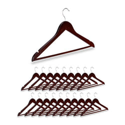 Relaxdays Cintre en bois set de 10 Traverse pantalon 445 cm Encoche robe jupe chemise Crochet pivotant 360°