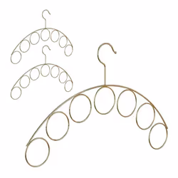 Cintre porte-écharpes lot de 3 porte-foulards rangement ceintures support cravates 7 anneaux métal 3 mm doré