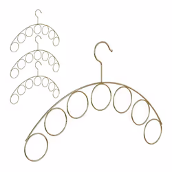 Cintre porte-écharpes lot de 4 porte-foulards rangement ceintures support cravates 7 anneaux métal 3 mm doré