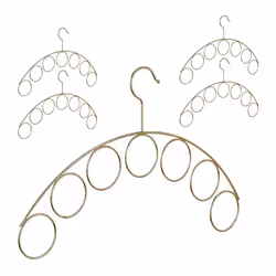 Cintre porte-écharpes lot de 5 porte-foulards rangement ceintures support cravates 7 anneaux métal 3 mm doré