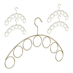 Cintre porte-écharpes lot de 5 porte-foulards rangement ceintures support cravates 7 anneaux métal 3 mm doré
