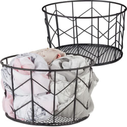 Relaxdays - 2x Corbeille fil de fer, Panier métal, rangement vêtement Accessoires, cosmétiques, HxD: 12,5 x 22 cm, noir