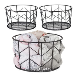 Corbeille fil de fer lot de 3 Panier métal pot rangement vêtement Accessoires cosmétiques HxD : 125 x 22 cm noir