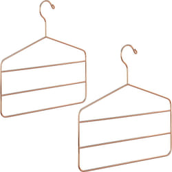 Relaxdays - Cintre multiple 3 barres, lot de 2, pour pantalons, robes, écharpes, foulards, en métal, gain de place, 4 mm, cuivré