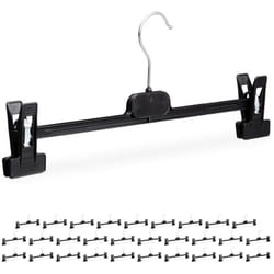 Relaxdays - Cintres à pantalon, lot de 30, plastique, pinces pour jupes, antidérapant, 14 x 36 x 3 cm, noir