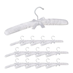 15 x Cintres en satin cintre rembourré doux pour vestes robes crochet rotatif 360° largeur 38 cm noeud blanc