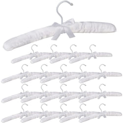 20 x Cintres en satin, Cintre rembourré doux pour vestes, Crochet rotatif 360°, 38 cm, noeud, blanc