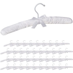 Relaxdays - 40 x Cintres en satin, Cintre rembourré doux pour vestes, Crochet rotatif 360°, 38 cm, noeud, blanc