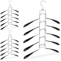 Relaxdays - Cintre multiples, set 3, cintre multifonction, gain place, robe chemise, 5 support amovible antidérapant, noir
