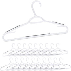 Relaxdays Cintre en plastique bandes antidérapantes set de 20 encoche traverse porte-cravate, blanc