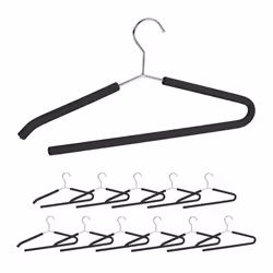 Relaxdays Cintre à pantalons set de 12 traverse pantalon mousse costume cintre ouvert antidérapant noir