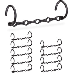 Relaxdays - Cintres set de 10 gain de place crochet organiseur penderie cintre magique, vertical & horizontal, 37 cm, noir