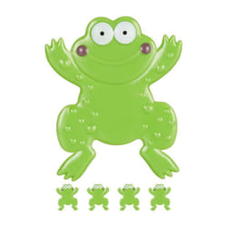 Relaxdays lot de 5 stickers de salle de bain design grenouille avec ventouses enfants baignoire & douche PVC vert