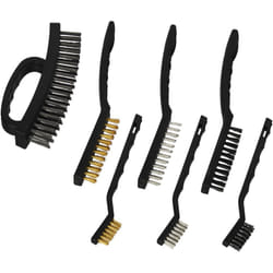 Relaxdays - Brosse en fil de fer jeu de 7, 3 en acier inoxydable nylon et laiton, en acier avec poignée, 3 rangées, noir