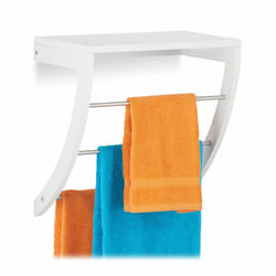 Porte-serviettes mural 3 barres, salle de bain, tablette étagère, support serviettes, 40 x 38 x 25 cm, blanc - Relaxdays