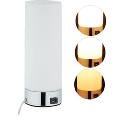 Relaxdays - Lampe de chevet réglable, ronde avec fonction de charge,USB, fonction tactile HxD 29x 11 cm, blanche