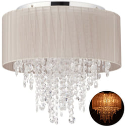 Relaxdays - Lampe de plafond Cristal Abat-jour en organza, douille G9, 5 ampoules, 39 x 39,5 cm, grise/argentée