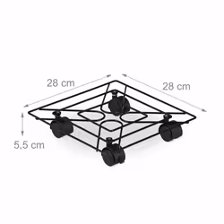Relaxdays - Support roulant pour plantes, 2, rond, intérieur et extérieur, freins, Plateau roulant, 28 cm, métal noir, - Vue supplémentaire 4