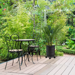 Relaxdays - Support roulant pour plantes, 2, rond, intérieur et extérieur, freins, Plateau roulant, 28 cm, métal noir, - Vue supplémentaire 5