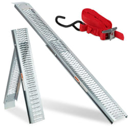Relaxdays - Rampe de chargement voiture, pliable, monter des motos, acier, capacité maximale: 225 kg, 2m de long, argenté