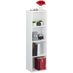 Etagère pour livres, 4 casiers, moderne,Salon, Etagère droite élancée en pb, HxlxP 106 x 30 x 23 cm, blanc - Relaxdays