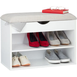 Relaxdays - Banc à chaussures, Siège garde robe rembourré, 3 compartiments, rabattable, Etagère, siège, 45x62x30cm,