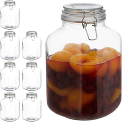 Bocal en verre, lot de 8, 3 litres, Conserves, Grand Pot, Hermétique, Fermeture étanche avec étrier, xxl, transparent