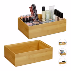 2x Boîtes de rangement en bambou empilable rectangulaire nature caisse de cuisine HxLxP : env. 7x23x15 cm nature
