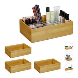 4x Boîtes de rangement en bambou empilable rectangulaire nature caisse de cuisine HxLxP : env. 7x23x15 cm nature