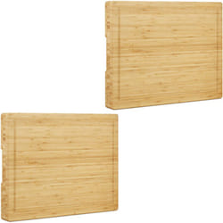 Relaxdays - Planche à découper, lot de 2, en bambou épaisse planche de service cuisine rigoles jus HxlxP: 5,5 x 45 x 35 cm, nature