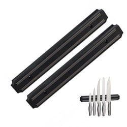 Relaxdays - Barre magnétique, lot de 2, rangement outils, à aimant, couteaux & ustensiles, plastique, 33 cm de largeur, noir