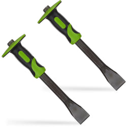 Relaxdays - Burin plat avec protection, lot de 2, ciseau précis, 35 mm, acier & caoutchouc, longueur 29 cm, vert-noir