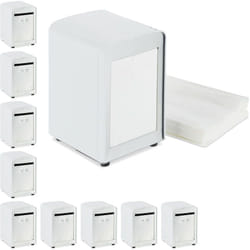Relaxdays - Distributeur de serviettes, en lot de 10, table, rétro, restaurant, support porte-serviette HxLxP : 15x9,5x11 cm, blanc