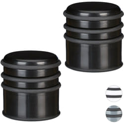 Relaxdays - butoir de porte, lot de 2, pour sol, portes et fenêtres, ∅ 7 cm, 3 cercles caoutchouc, courants d'air, noir