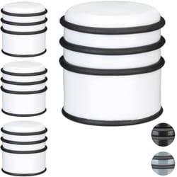 Relaxdays - butoir de porte, lot de 4, pour sol, portes et fenêtres, ∅ 7 cm, 3 cercles caoutchouc, courants d'air, blanc