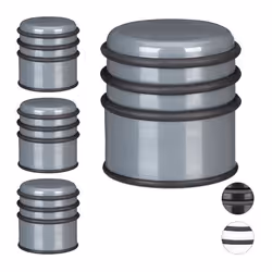 Relaxdays butoir de porte lot de 4 pour sol portes et fenêtres ∅ 7 cm 3 cercles caoutchouc courants dair gris