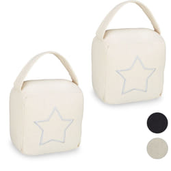 Relaxdays - Butoir de porte, lot de 2, butoir pour porte avec poignée, 18,5 x 14 x 10 cm, beige