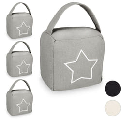 Butoir de porte, lot de 4, butoir pour porte avec poignée, 18,5 x 14 x 10 cm, gris