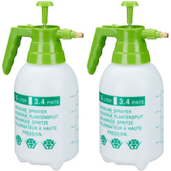 Relaxdays - 2x Pulvérisateur 1,5 litre buse réglable en laiton pour plantes jardin produits ménagers pe, blanc/vert