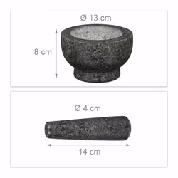 Relaxdays - Mortier en granit avec pilon, robuste, pour épices, herbes, mortier en pierre polie, d. 13 cm, 250 ml, gris - Vue supplémentaire 4