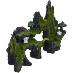 Relaxdays - Rocher déco d'aquarium, apparence naturelle, décoration japonaise, cachette, 17 x 23,5 cm, noir-vert