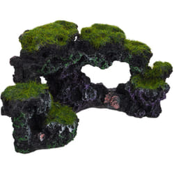 Relaxdays - Pierre déco d'aquarium, apparence naturelle, cachette, grotte, accessoire d'aquarium, 8,5x17 cm, noir-vert