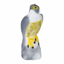 Relaxdays Faucon épouvantail assis poser & suspendre statue décorative pour le jardin balcon terrasse gris