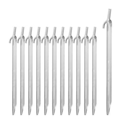 Relaxdays Piquet de fixation acier lot de 12 sardines pour tente piquet ancrage sol jardin sol dur 30 cm argent