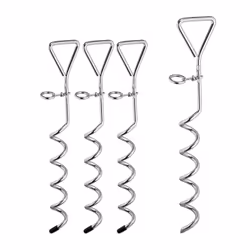 Si vous souhaitez fixer une bâche ou une tente dans le sol, ce lot de 4 piquets de fixation en acier en forme de tire-bouchon ...
