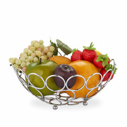 Relaxdays - Corbeille à fruits, design moderne rond, droit, pour fruits et légumes, pain, en métal, HxD 9 x 22,5 x 5,5 cm