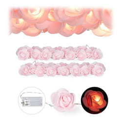 2x Guirlandes lumineuses de 20 roses LED à piles pour mariages St Valentin lumière chaude rose